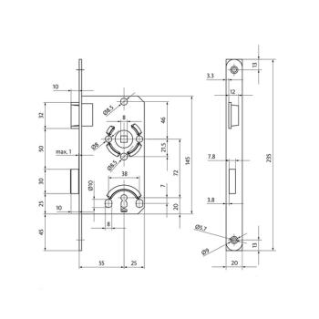 Preview: Einsteckschloss - Zimmertür BKS 0215