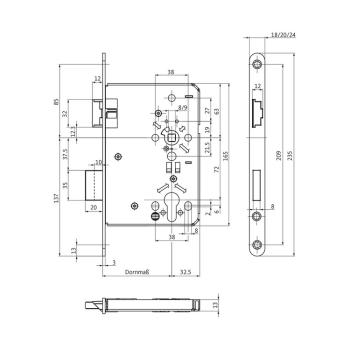Preview: Einsteckschloss - Zimmertür BKS B-0515