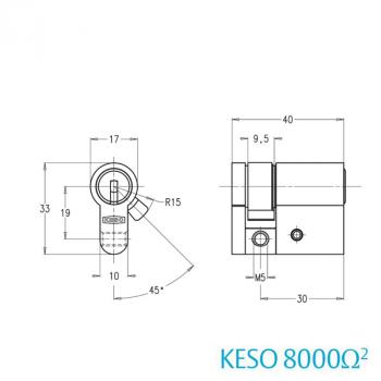 Halbzylinder KESO 8000 Omega² mit hohem Aufbohrschutz 81.D14
